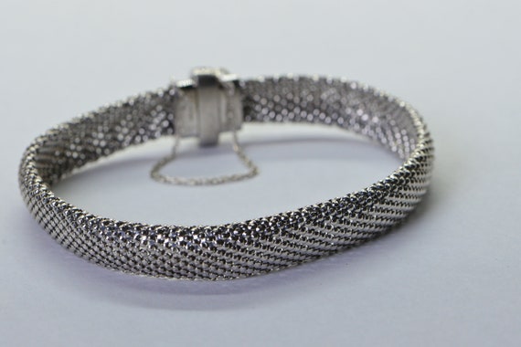 Solid Sterling Silver Flat Mesh Width 10mm Bracel… - image 3