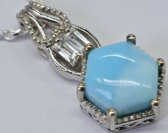 Larimar Pendant: Natural Gemstone Sterling Silver Jewelry