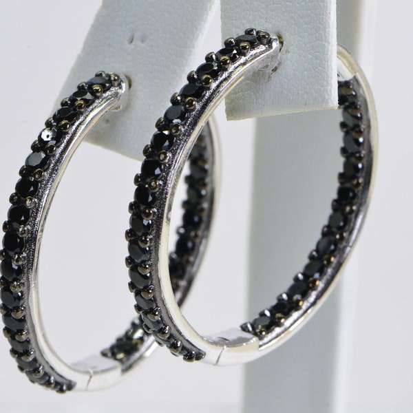 •SALEM• larger gold & black hoop earrings main image 0