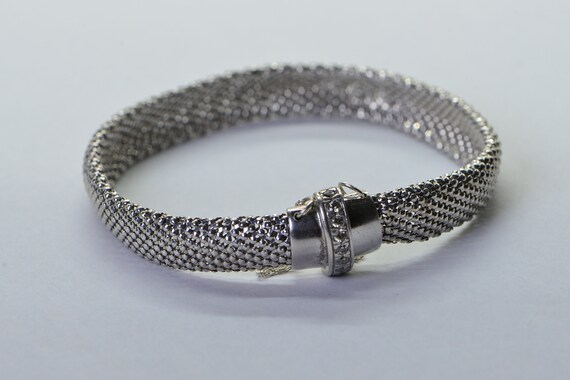Solid Sterling Silver Flat Mesh Width 10mm Bracel… - image 4