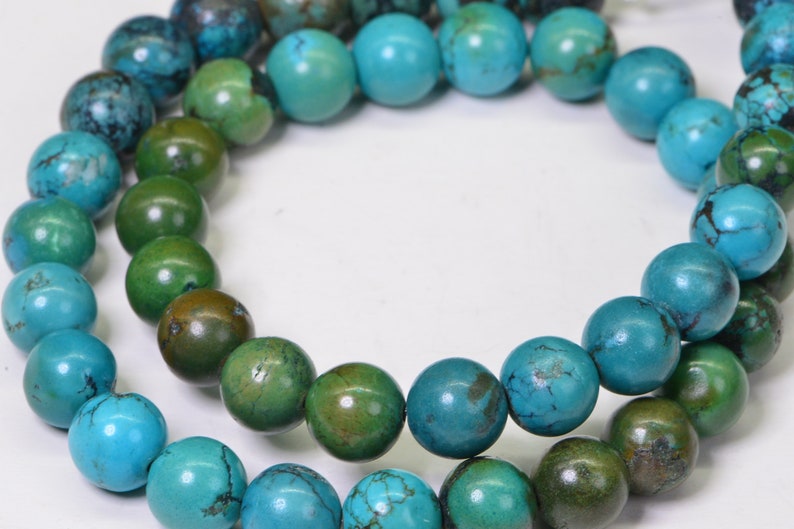 Turquoise 9mm 16 Strand Natural Gemstone Beads Jewelry Making Supplies Turquoise Beads image 2