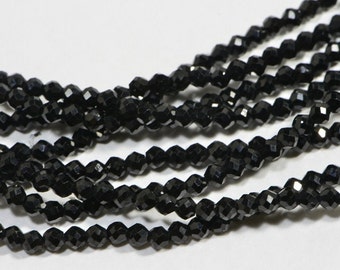 Black Onyx 2 mm Strands Faceted Round Natural Gemstone Beads Jewelry Making Supplies