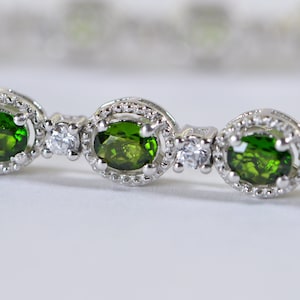 Natural Chrome Diopside Tennis Bracelet  Sterling Silver Gift For Wife Diopside Gemstone Tennis Bracelet