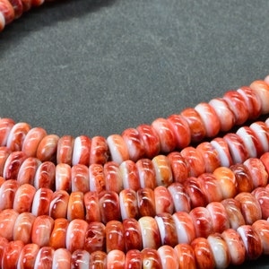 6mm Spiny Oyster Shell Beads Rondelle Beads Natural Beads Jewelry Making Supplies Loose beads Bright Orange Rondelle Beads image 10