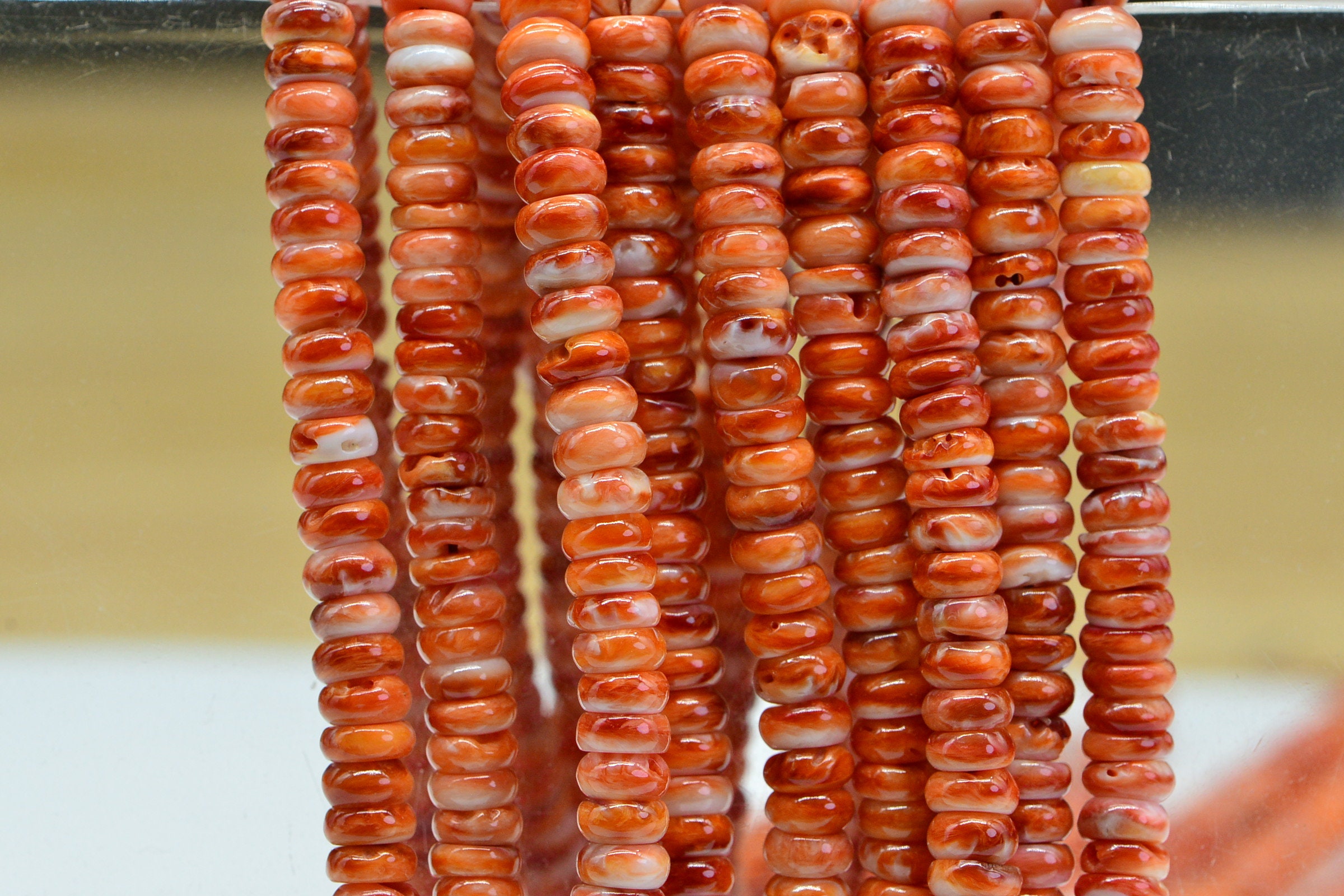 6mm Spiny Oyster Shell Rondelle Beads: Bright Orange Jewelry Making ...