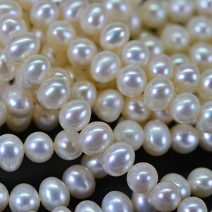 6mm AAA Natural White Semi Round Freshwater Pearls Genuine High Luster Smooth And Round off, White Freshwater Pearl Beads image 9