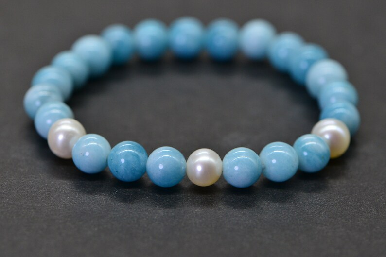 Three Pearl Larimar Quartz 6 mm Blue Natural Gemstone Beads Jewelry Making Supplies image 3