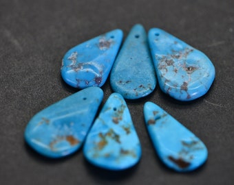 Raw Turquoise Kingman slabs  Arizona Mine Blue Turquoise large Teardrops loose beads 26CTW natural minerals