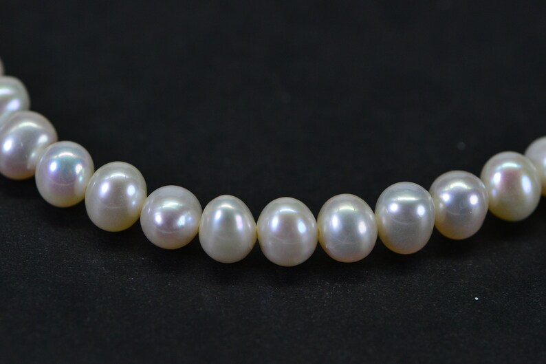 6mm AAA Natural White Semi Round Freshwater Pearls Genuine High Luster Smooth And Round off, White Freshwater Pearl Beads image 5