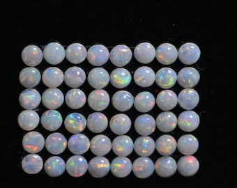 2.5mm Australian White Solid Opal Round Smooth  Cabochon Round Fine Opal Cabochons for ring earrings 5 stone lot