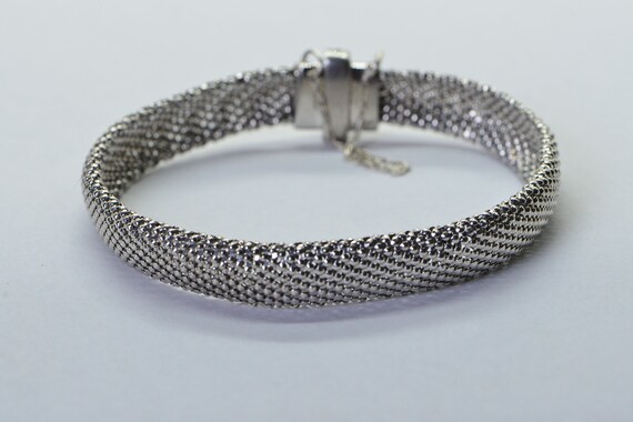 Solid Sterling Silver Flat Mesh Width 10mm Bracel… - image 8