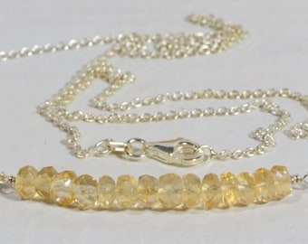 Citrine Necklace Bar Necklace Sterling Silver Natural Gemstone Jewelry Birthstone Jewelry