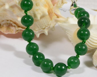 Green Jade Bracelet Knotted Bracelet Natural Gemstone Bracelet  Gemstone Jewelry