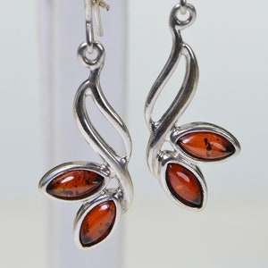 Amber Earrings Baltic Amber Earrings Dangle Earrings Sterling Silver Amber Earrings Gemstone Jewelry Earrings