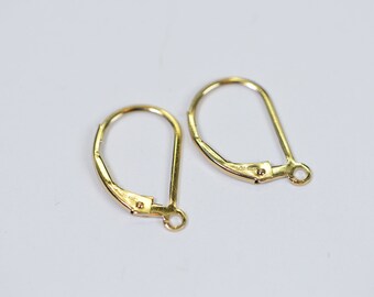 14K Gold Filled Plain Lever Back Ear Wire with Open Ring One Pair Earrings