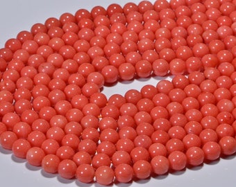 Salmon Pink Coral Beads 4mm Round Small Gemstone Beads Jewelry Making Supplies