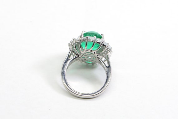 Vintage Doublet Emerald Ring White Topaz Large Cu… - image 2