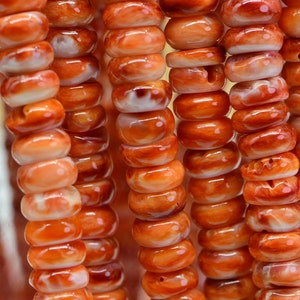 6mm Spiny Oyster Shell Beads Rondelle Beads Natural Beads Jewelry Making Supplies Loose beads Bright Orange Rondelle Beads