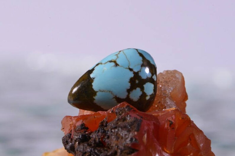 No 8 Mine Turquoise 15x10x5.3mm Cabochon Gemstone Cabochons Turquoise Jewelry Supplies