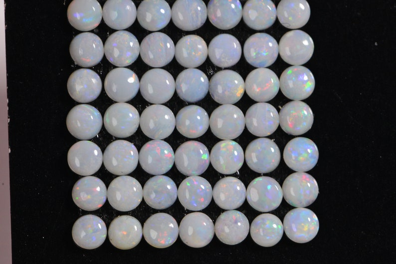 3mm Australian White Solid Opal Round Smooth Cabochon round for ring earrings 10 stone lot image 4