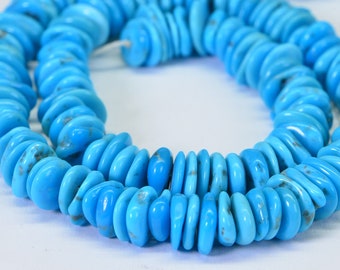 Arizona Sleeping Beauty Turquoise, Rondelle beads  Flat Disc , Natural Turquoise Beads, Gemstone Beads