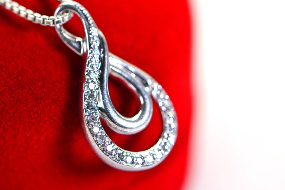 Vintage Diamond Swirl Pendant: Sterling Silver Infinity Loop - Etsy