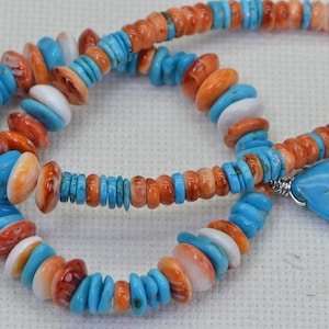 Arizona Turquoise Sleeping Beauty Oyster Shell Multi Stone Necklace Pendant Genuine Turquoise Beaded Necklace Choker For Women or Man