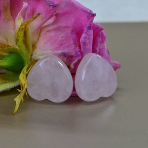 Carved Hearts Beads, Rose Quartz Beads ,Natural Gemstone Beads,Jewelry Making Supplies, 2 beads pear order