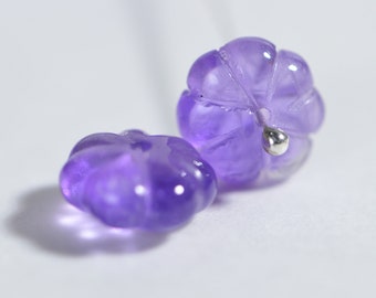 8mm Light Amethyst Beads Carved Floral Beads Natural Gemstone Bead Supplies Jewelry Making Supplies 2 Beads