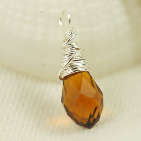 Wire Wrapped Briolette Topaz Briolette Glass drop single pendant