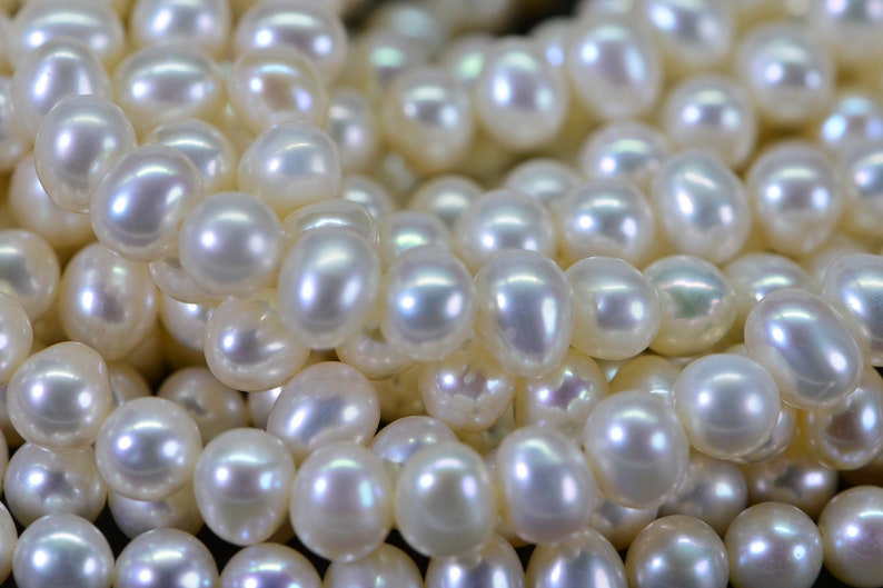 6mm AAA Natural White Semi Round Freshwater Pearls Genuine High Luster Smooth And Round off, White Freshwater Pearl Beads image 8