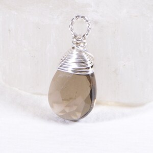 Wire Wrap Smoky Quartz Briolette Teardrop On Sterling Silver  Beads AAA  Jewelry Supplies