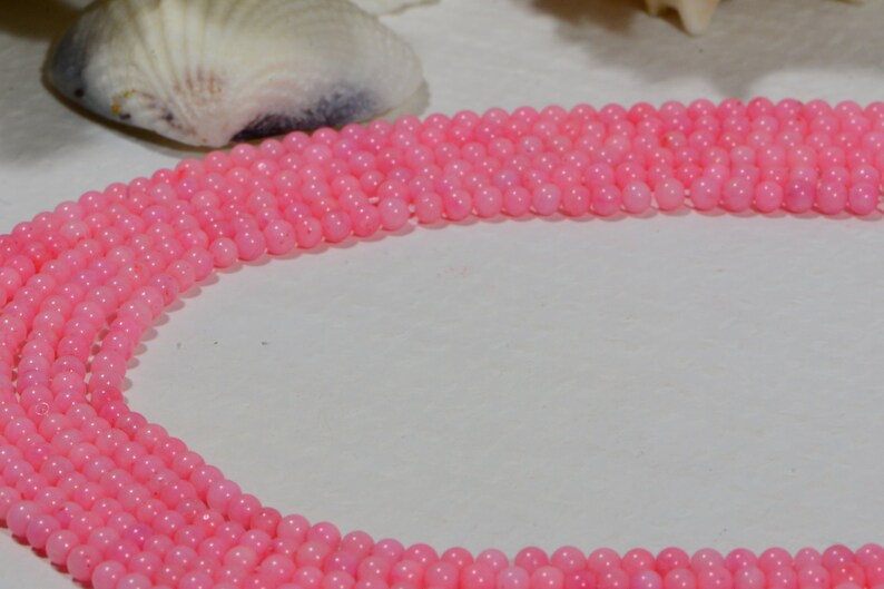 Pink Coral 3mm Round Pink Coral Beads Jewelry Making Supplies image 3