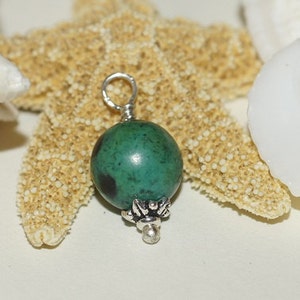 Chrysocolla Wire Wrapped Beads on silver 10 mm