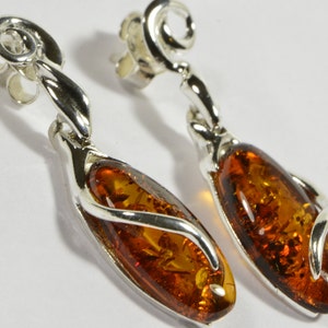 Baltic Amber Earrings Post Earrings / Dangle Earrings/ Sterling Silver Earrings Gemstone Jewelry Earrings