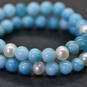 Three Pearl Larimar Quartz 6 mm Blue Natural Gemstone Beads Jewelry Making Supplies image 6