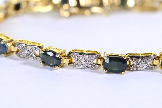 Natural Green Sapphire Diamond Tennis Bracelet in… - image 3