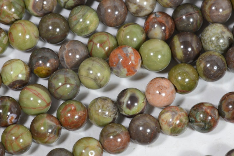 6mm Rainforest Jasper Round Beads Natural Gemstone Chakra Bracelet Beaded Supplies High Quality Smooth Round Half Strand image 1