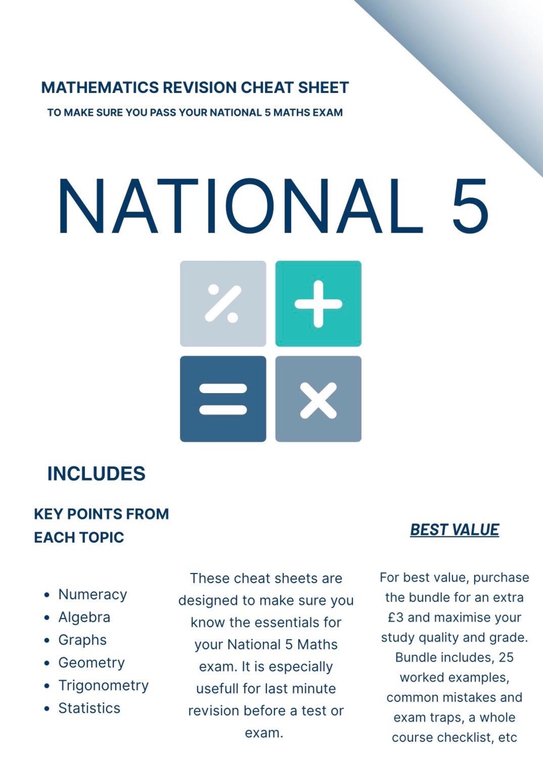 National 5 Maths Revision Cheat Sheets | Exam Study Guide (PDF Download ...