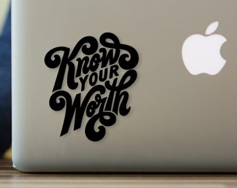 Know Your Worth Retro Typography Decal
