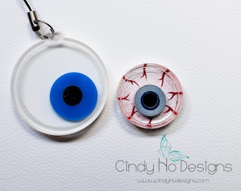 Eyeball Acrylic Shaker Charm and Static Eyeball Prototype - Laser Cut
