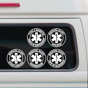 Medical Alert - Diabetic, Pacemaker, Epilepsy, Info in Glovebox  4 x 4 Inch Decal