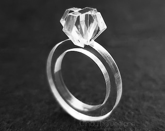 Acrylic Diamond Ring | Etsy