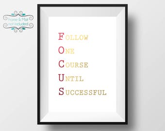 Follow One Course Until Successful - Gold and Red Foil 5 x 7 Print - Excellent reminder to work and be at your best! - Frame not included