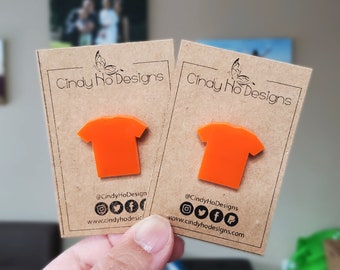 Orange T-Shirt - Shaped Pin / Brooch - Show Your Support to Your Cause