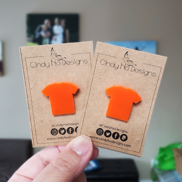 Orange T-Shirt - Shaped Pin / Brooch - Show Your Support to Your Cause