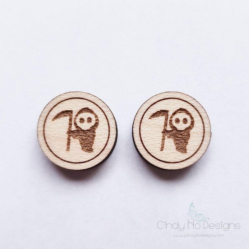 Cute Grim Reaper Laser Cut Stud Earrings Halloween Wood image 3