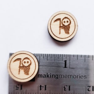 Cute Grim Reaper Laser Cut Stud Earrings Halloween Wood image 6