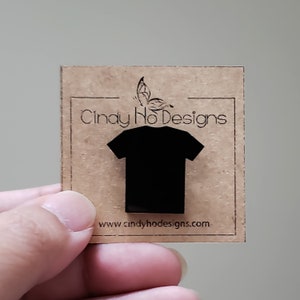 Orange T-Shirt Shaped Pin / Brooch Show Your Support to Your Cause Black