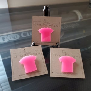 Orange T-Shirt Shaped Pin / Brooch Show Your Support to Your Cause Pink